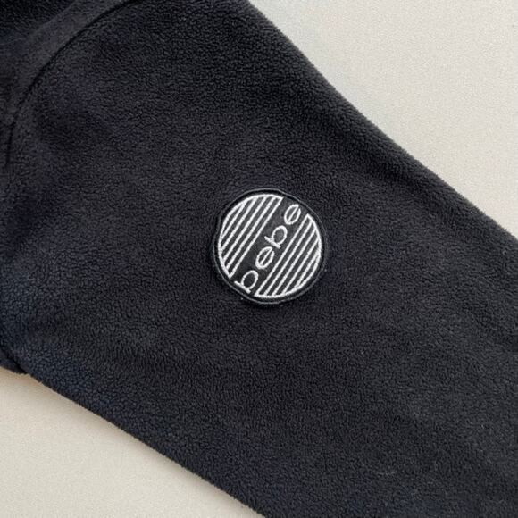 Vintage Bebe Fleece Jacket Womens Medium Black Sport Track Casual Full Zip y2k - Picture 4 of 10